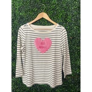 Talbots Blouse with Be Mine Sequence Heart Women’s Size S